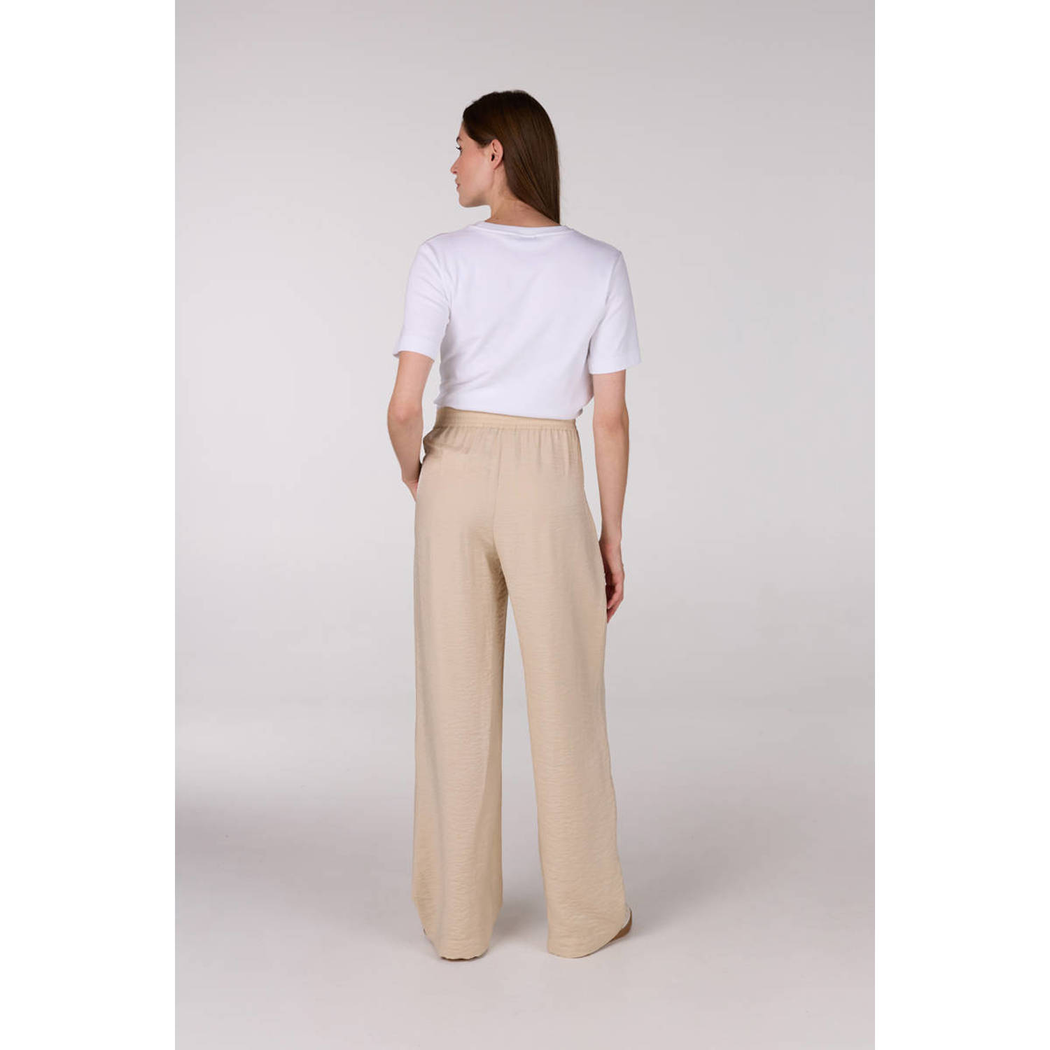 JANSEN Amsterdam wide leg regular waist casual broek zand