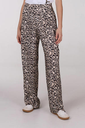wide leg regular waist casual broek beige
