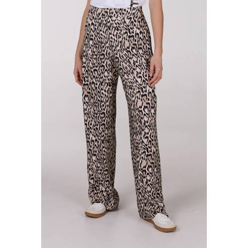JANSEN Amsterdam wide leg regular waist casual broek beige afbeelding