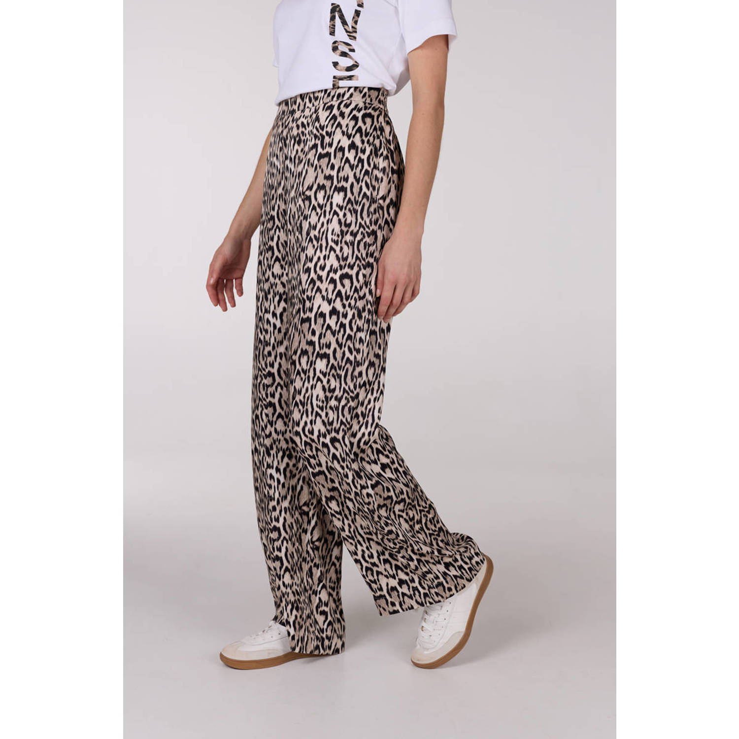 JANSEN Amsterdam wide leg regular waist casual broek beige
