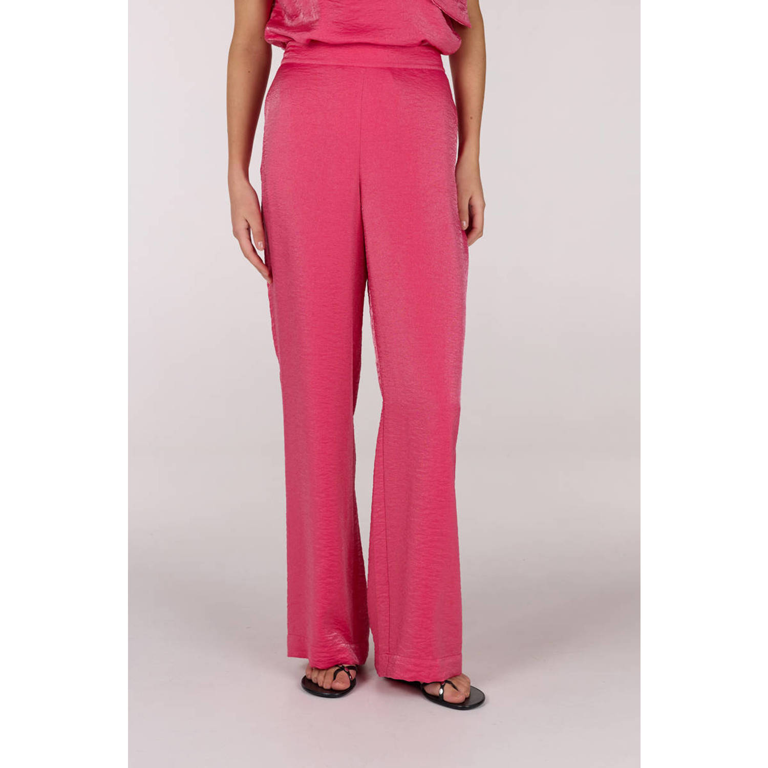 JANSEN Amsterdam wide leg high waist broek roze