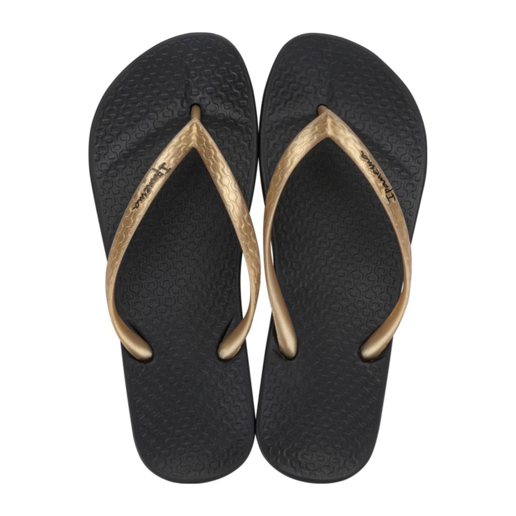 Zwart en gouden dames Ipanema teenslippers van rubber