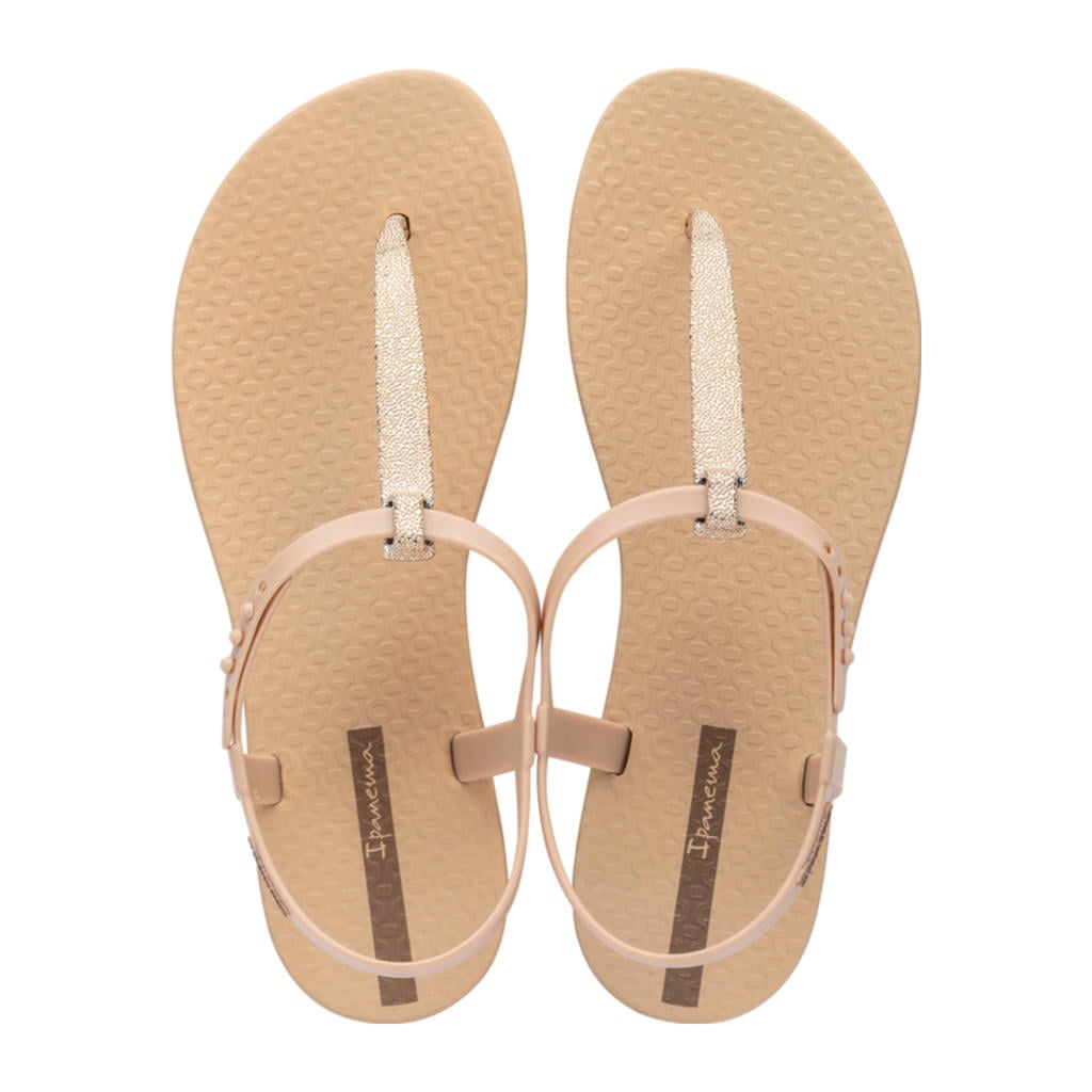 Beige dames Ipanema sandalen van rubber met drukknoop