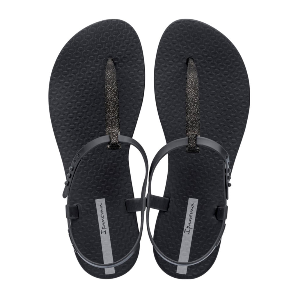 Donkergrijze dames Ipanema sandalen van rubber met drukknoop