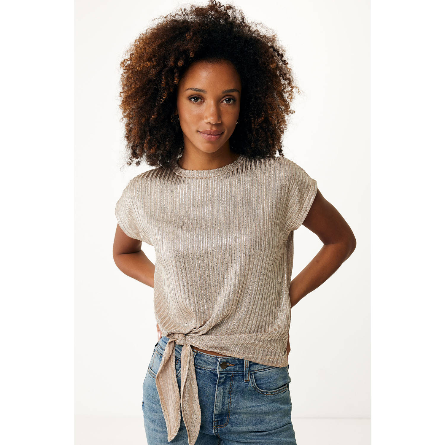Mexx top taupe met lurex