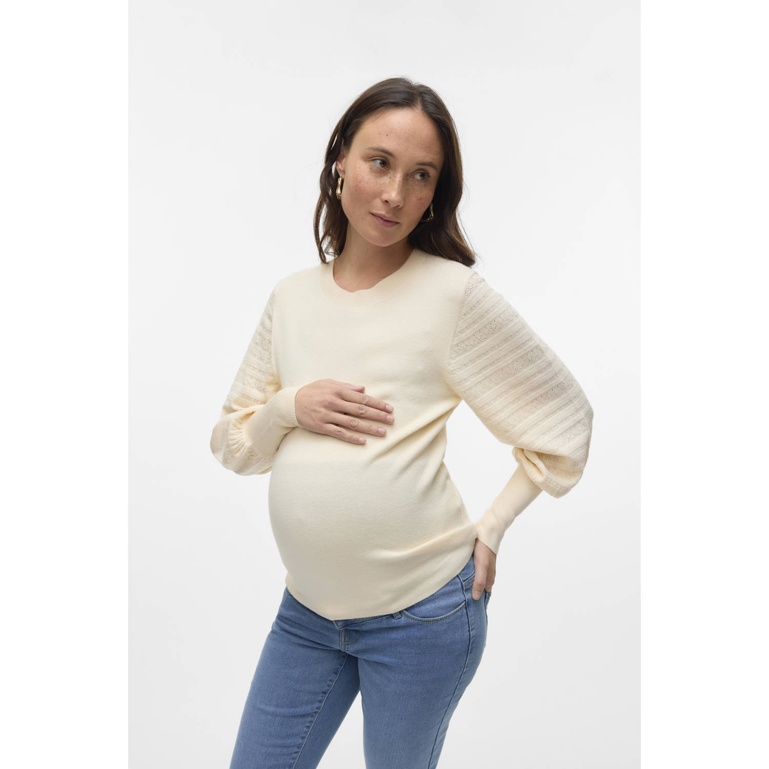 VERO MODA MATERNITY gebreide trui ecru