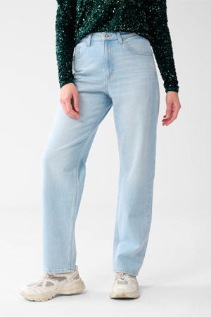 high waist light blue denim