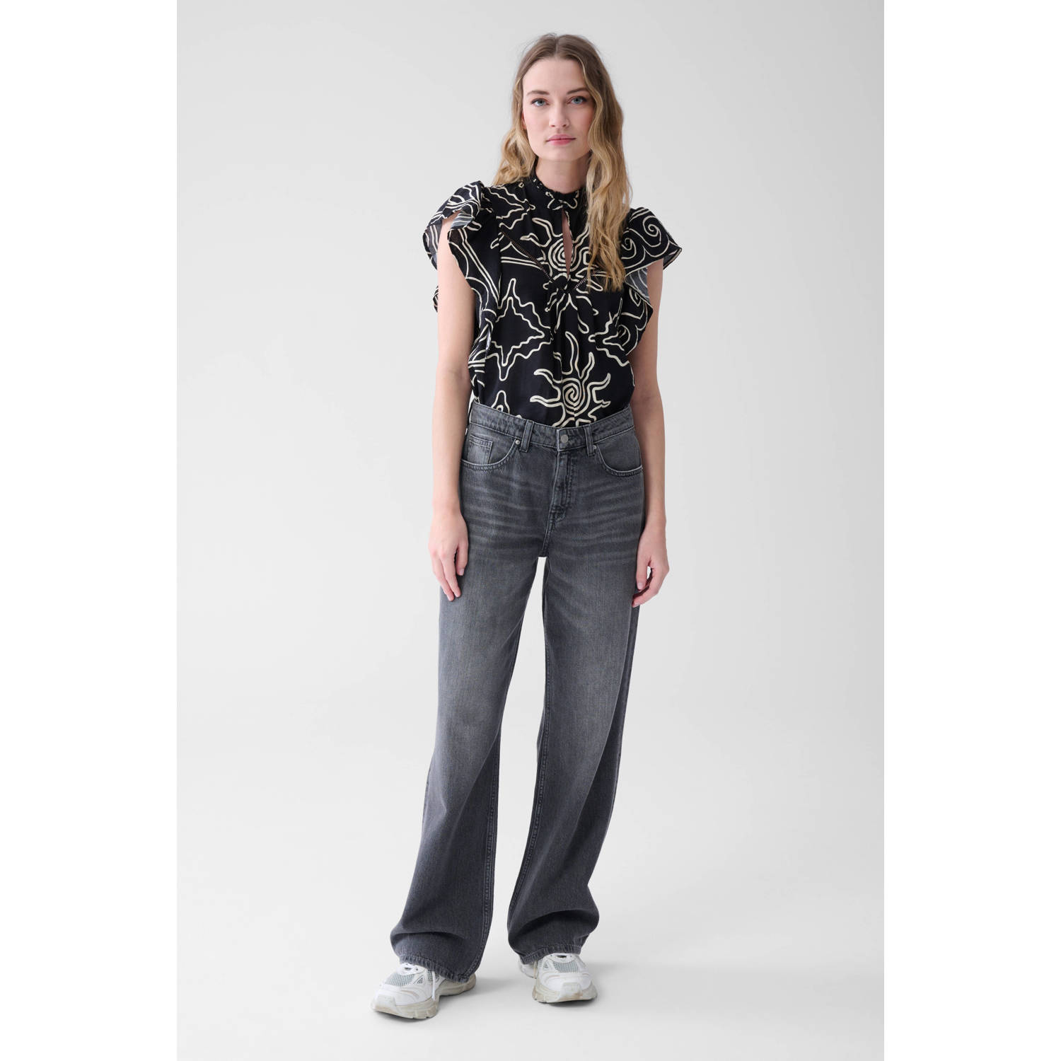 Shoeby high waist wide leg jeans grey denim