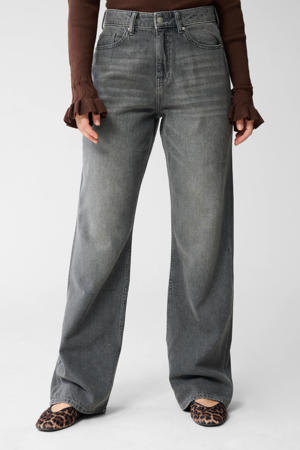 high waist wide leg jeans grey denim
