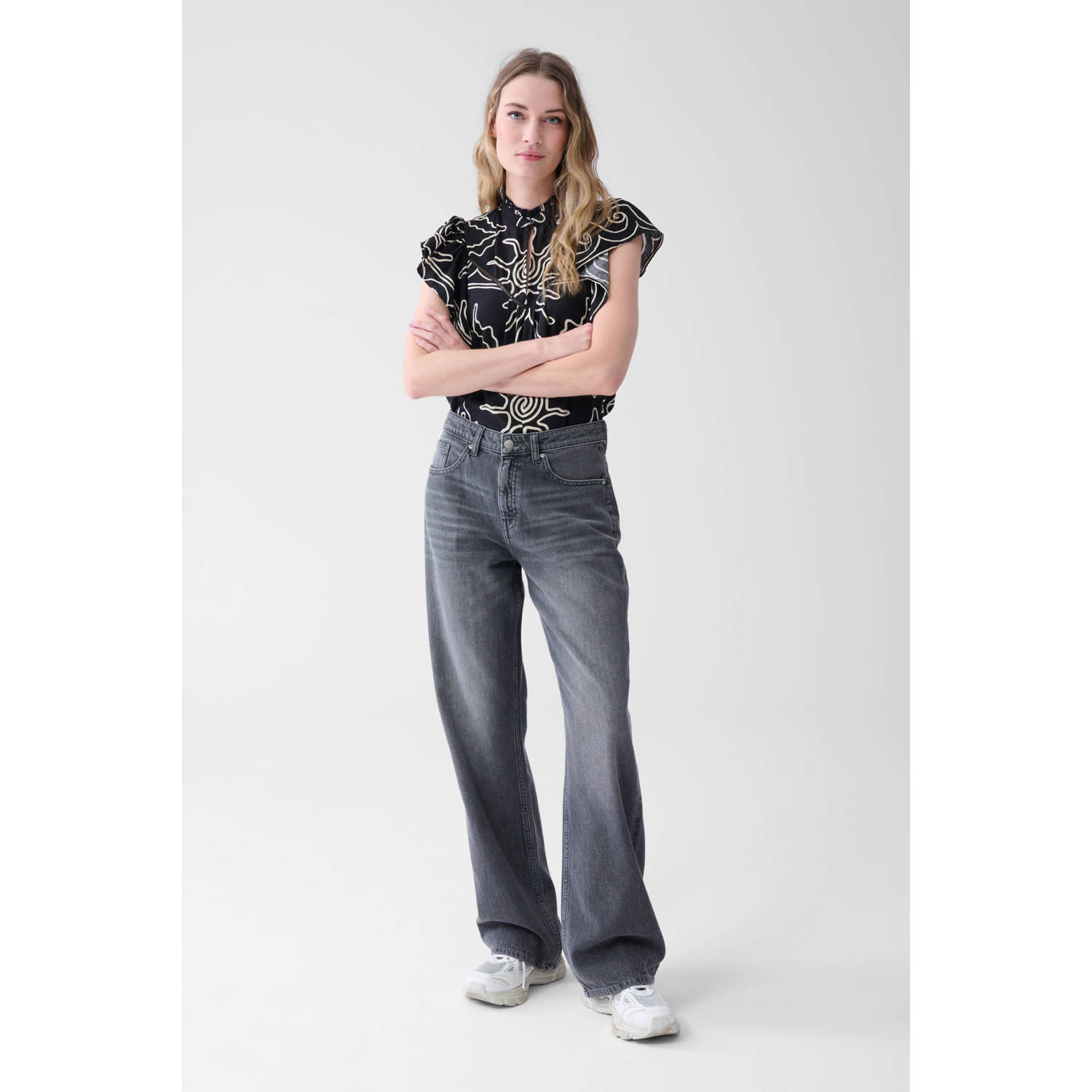 Shoeby high waist wide leg jeans grey denim