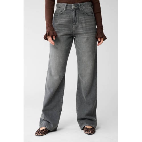 Shoeby high waist wide leg jeans grey denim afbeelding