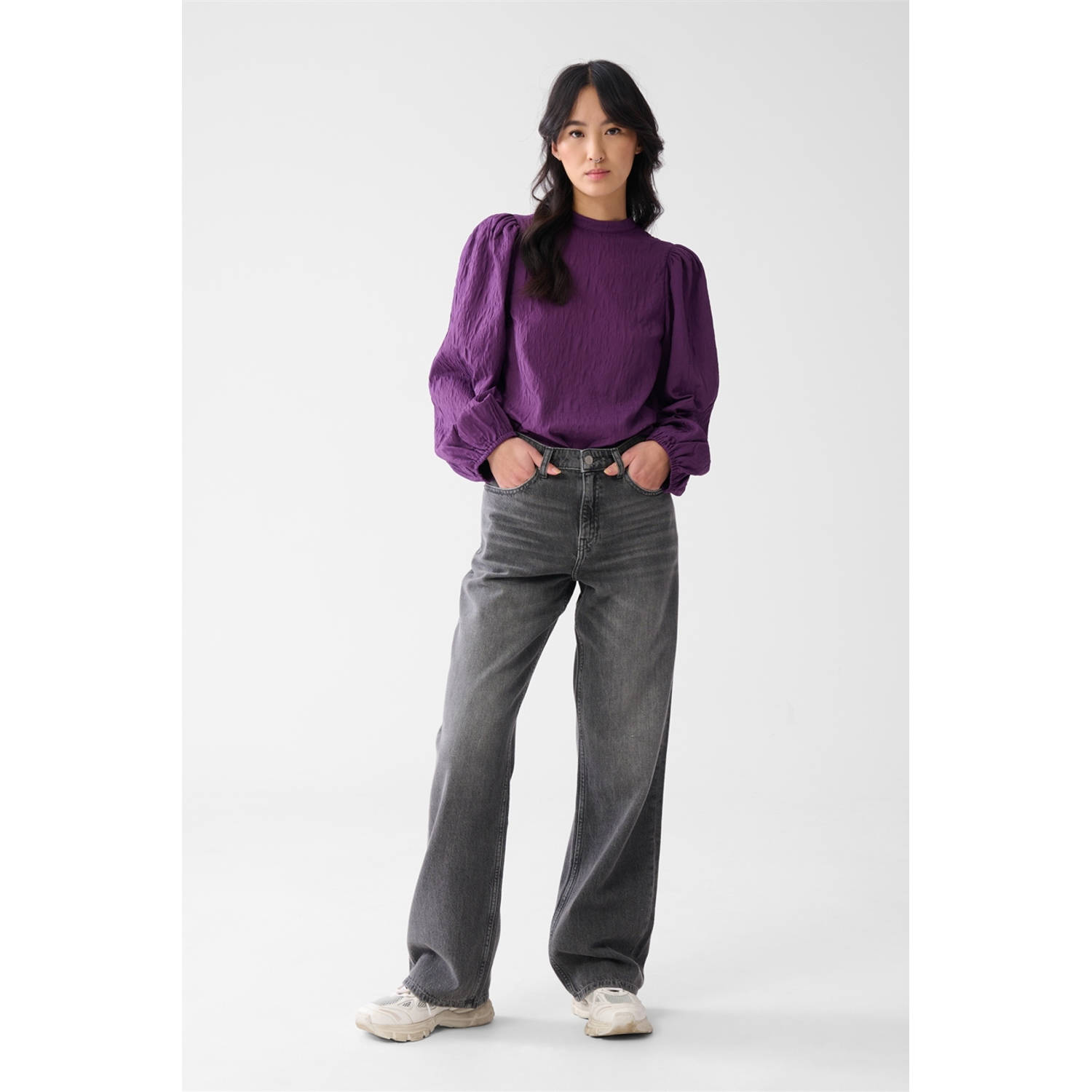 Shoeby high waist wide leg jeans grey denim