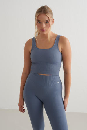 rib sporttop Seamless grijsblauw
