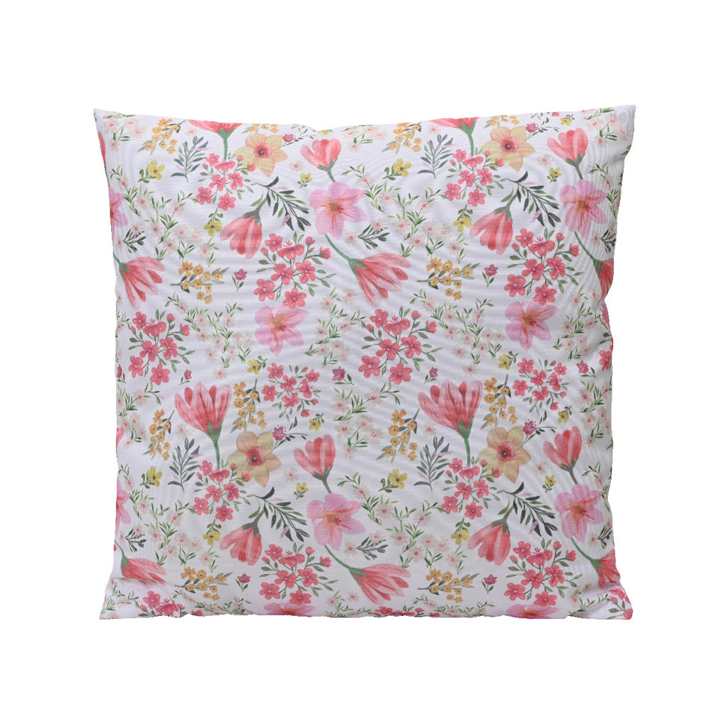 Outdoorliving by Decoris kussen wit/roze bloemen