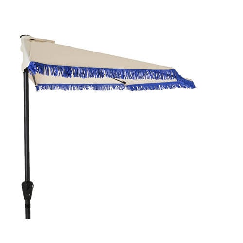 Outdoorliving by Decoris balkonparasol wit/blauw (270x135 cm) afbeelding