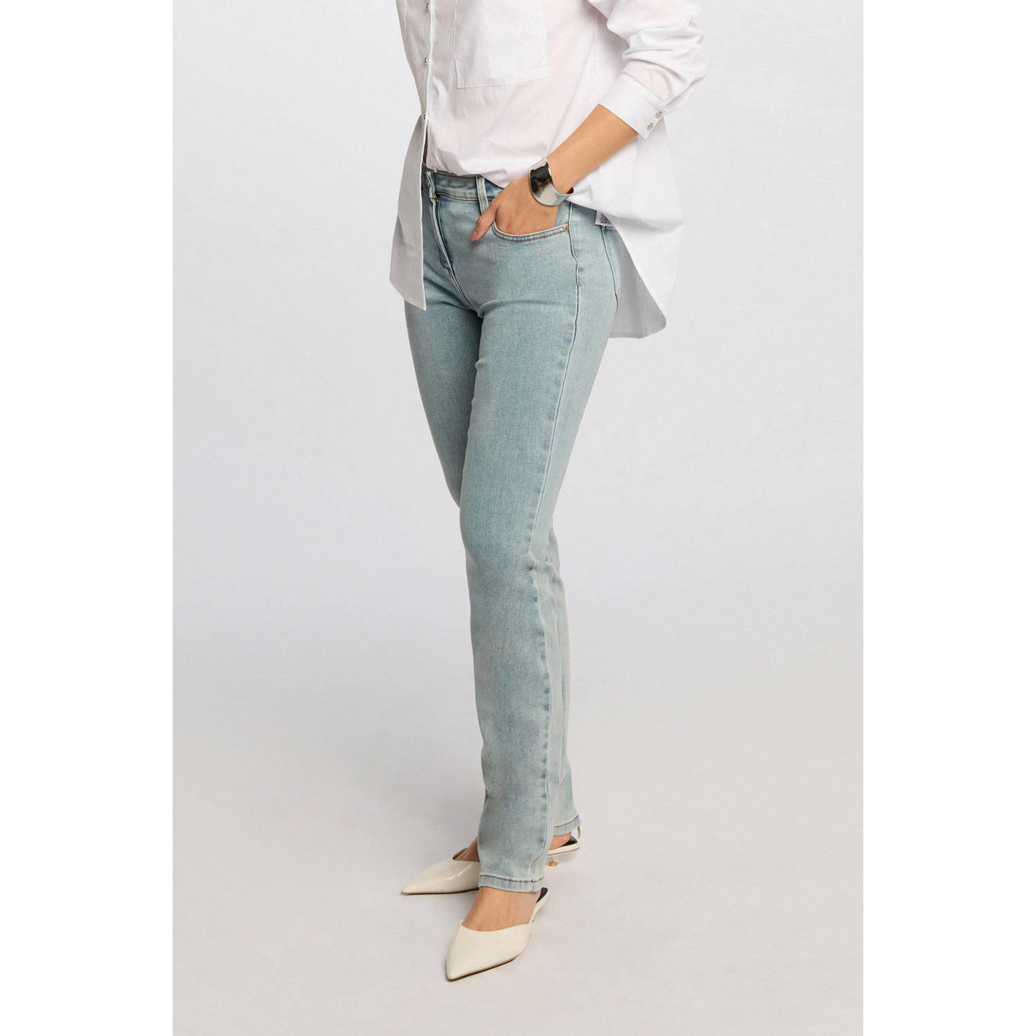 Morgan straight leg jeans light blue denim