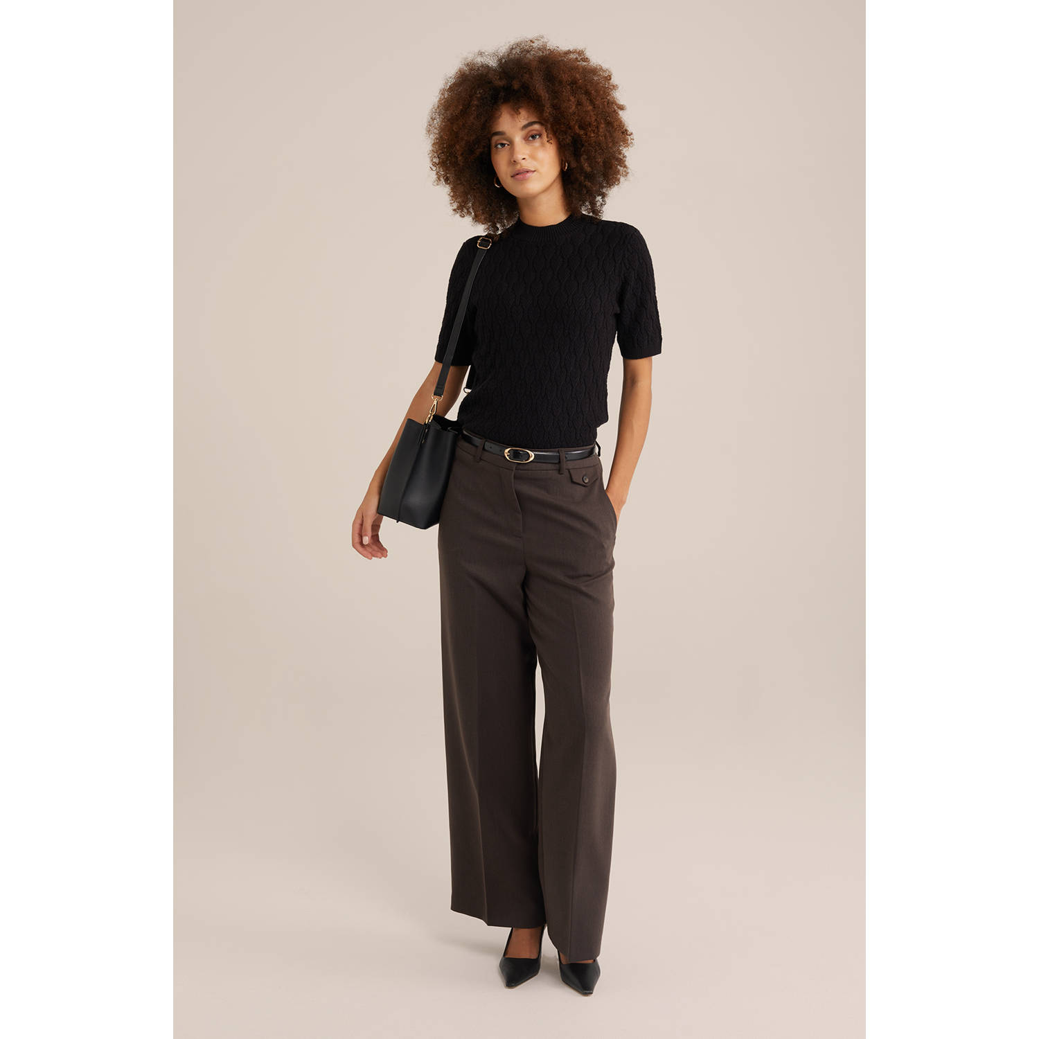 WE Fashion gebreide trui zwart