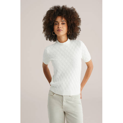 WE Fashion gebreide trui wit afbeelding