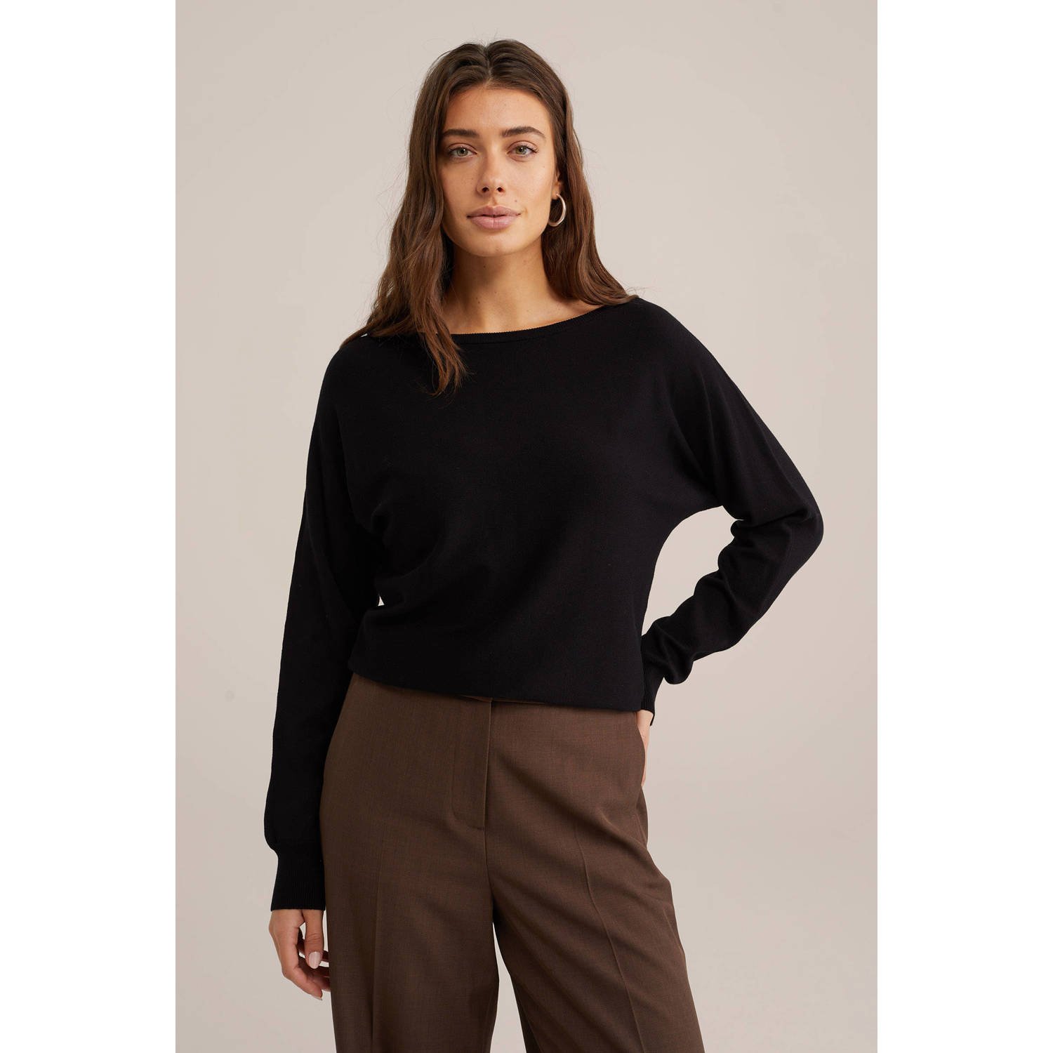 WE Fashion gebreide trui zwart