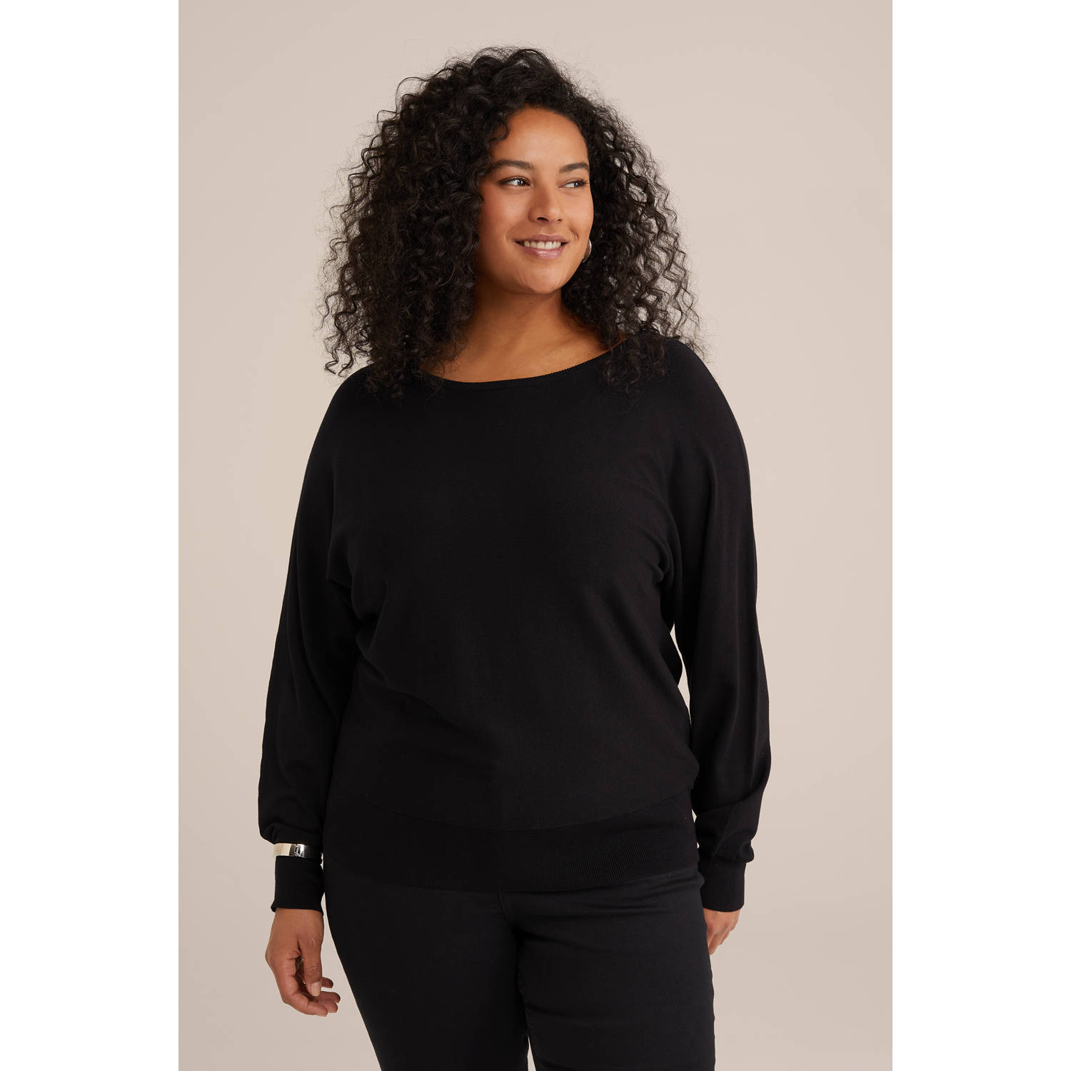 WE Fashion Curve pullover zwart
