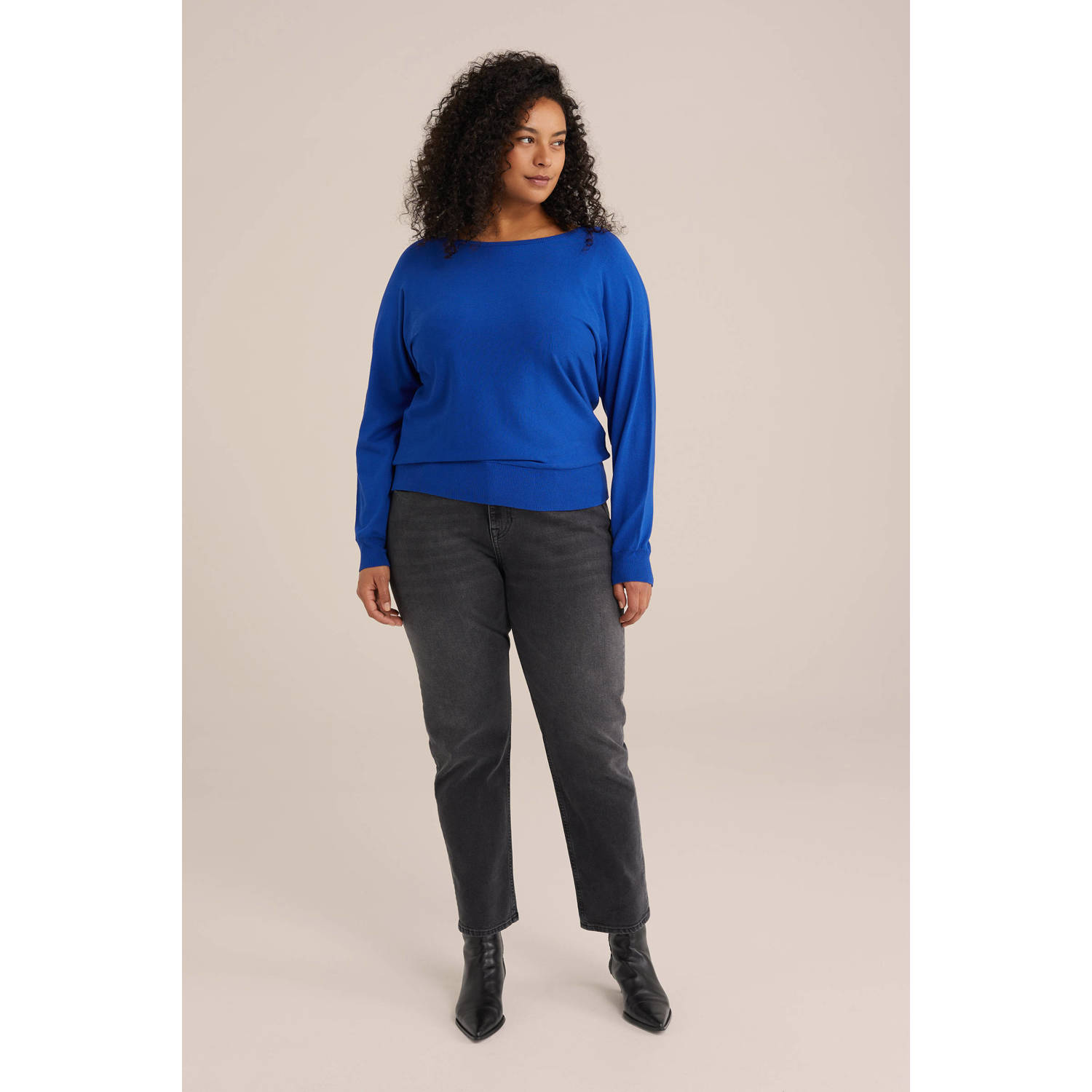 WE Fashion Curve pullover blauw