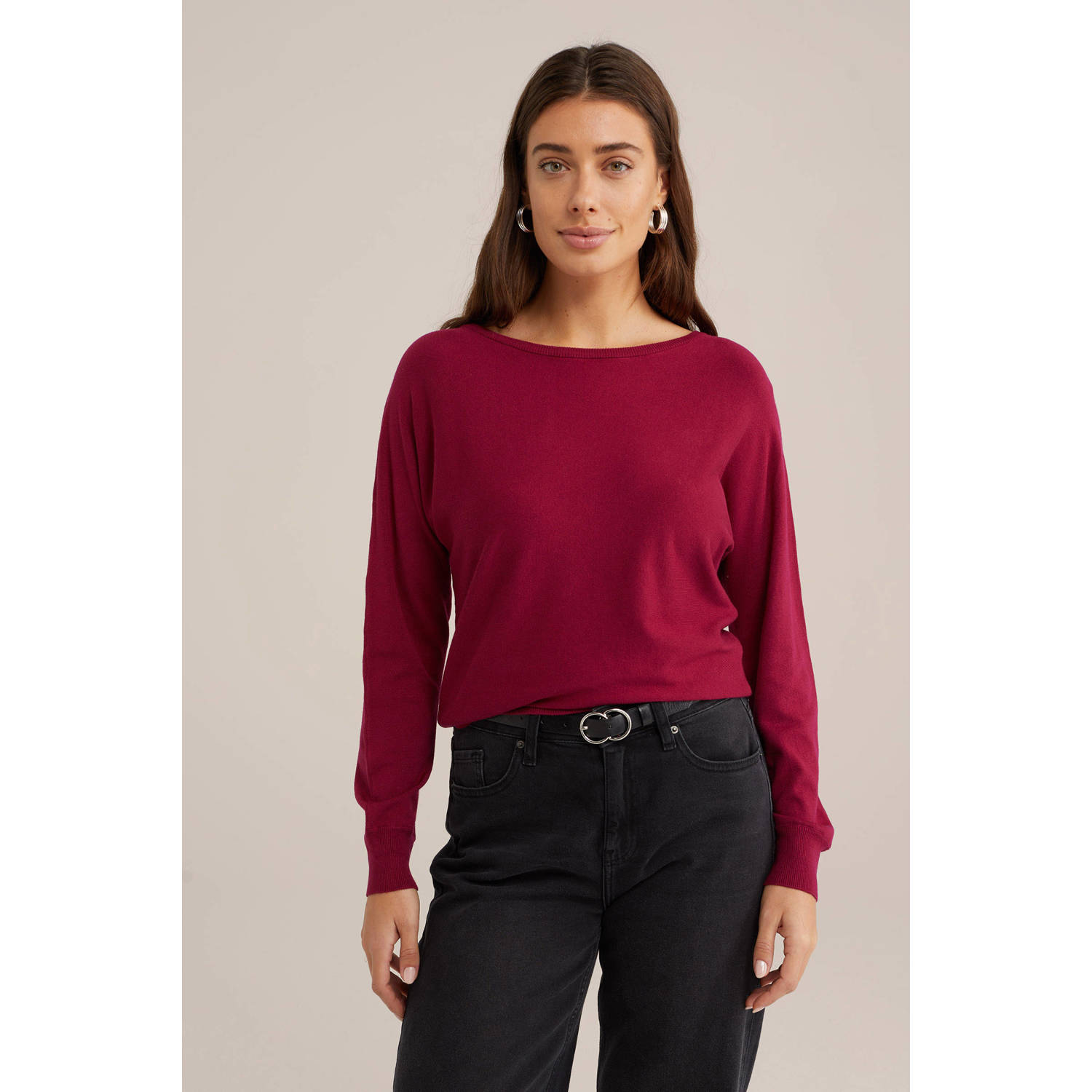 WE Fashion gebreide trui donkerrood