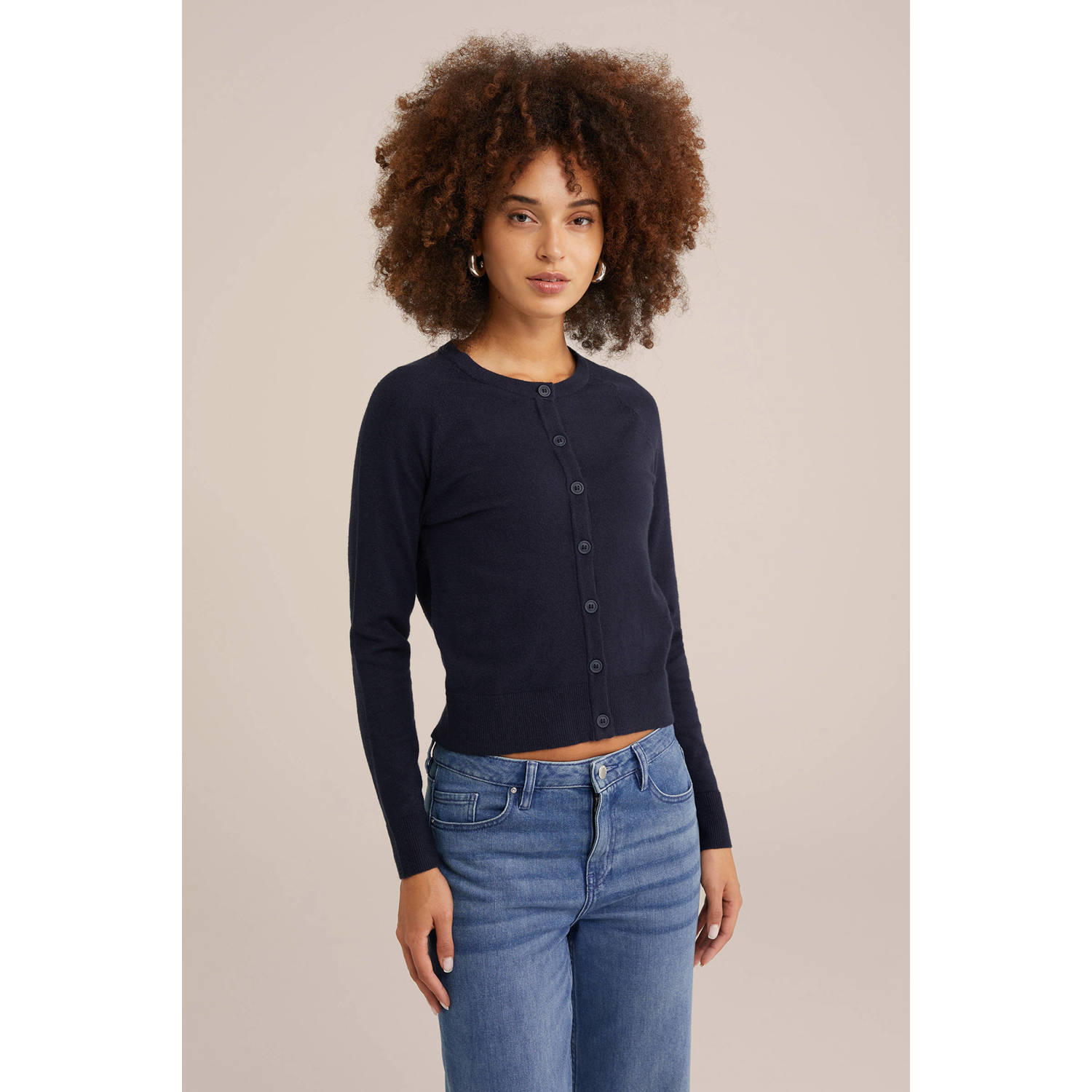 WE Fashion gebreid vest donkerblauw