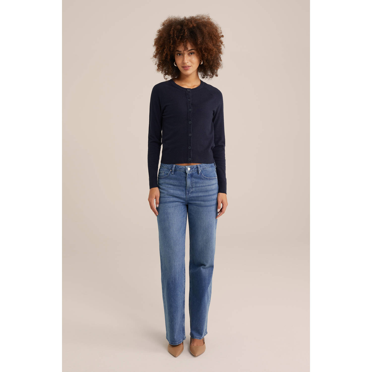 WE Fashion gebreid vest donkerblauw