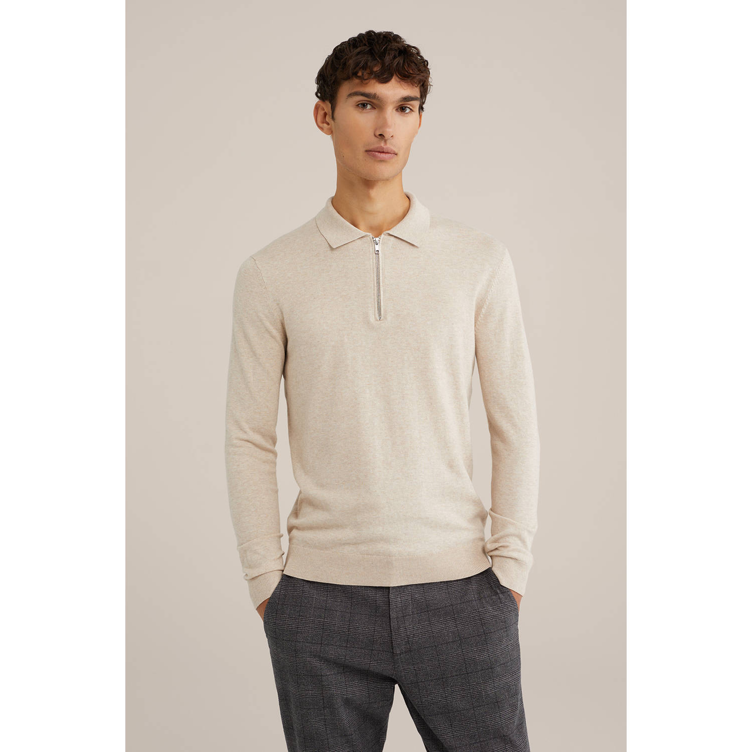 WE Fashion trui fijn gebreid beige
