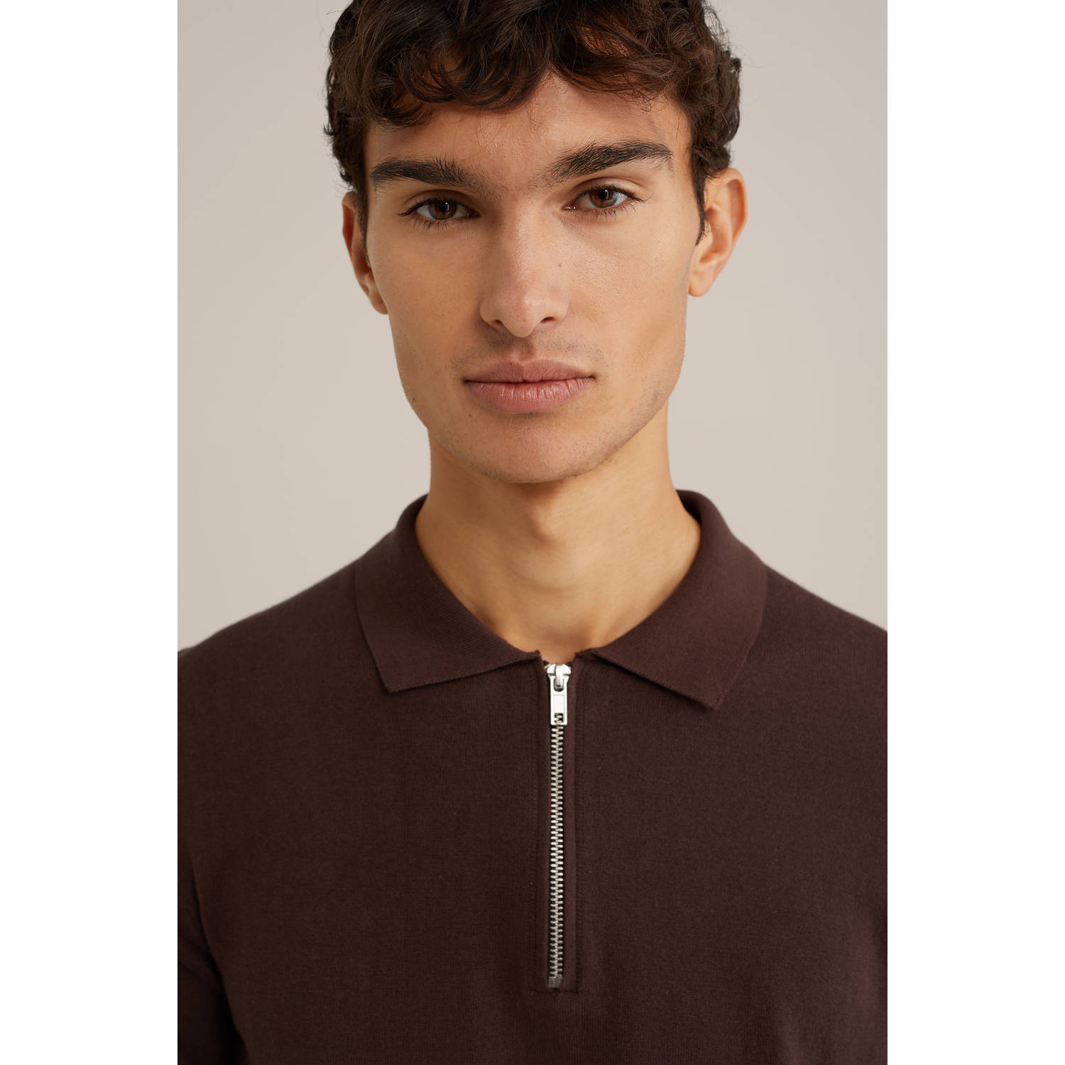 WE Fashion trui fijn gebreid donkerbruin