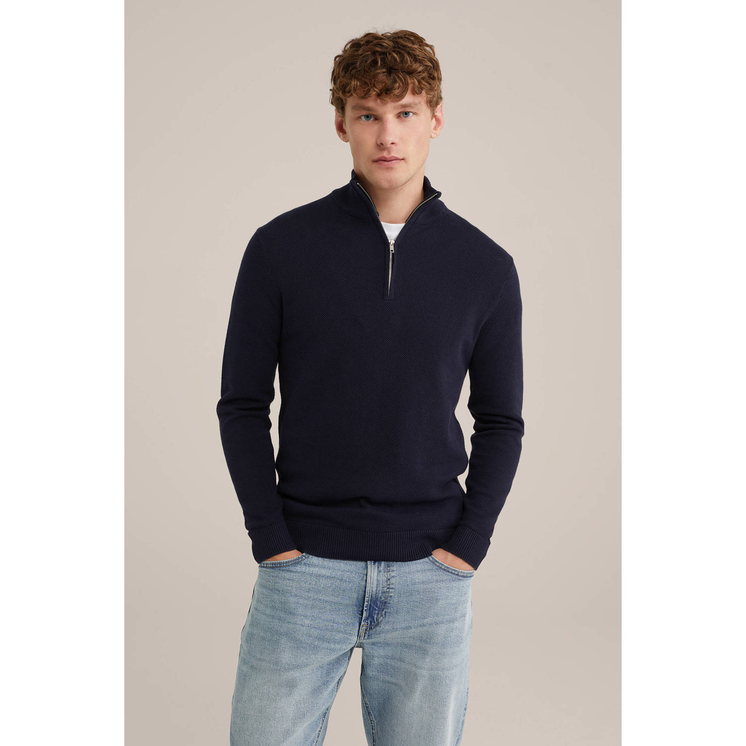 WE Fashion trui fijn gebreid donkerblauw