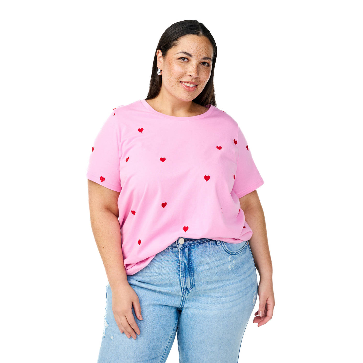 Zizzi T-shirt lichtroze