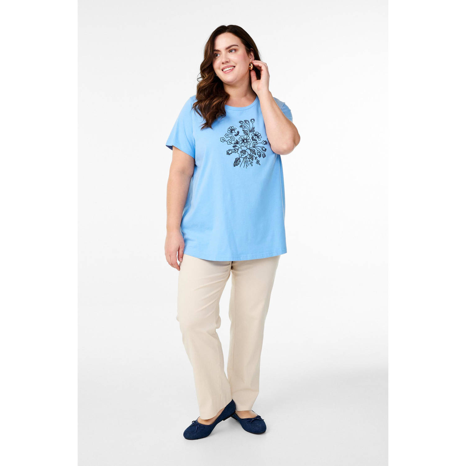 Zizzi T-shirt lichtblauw