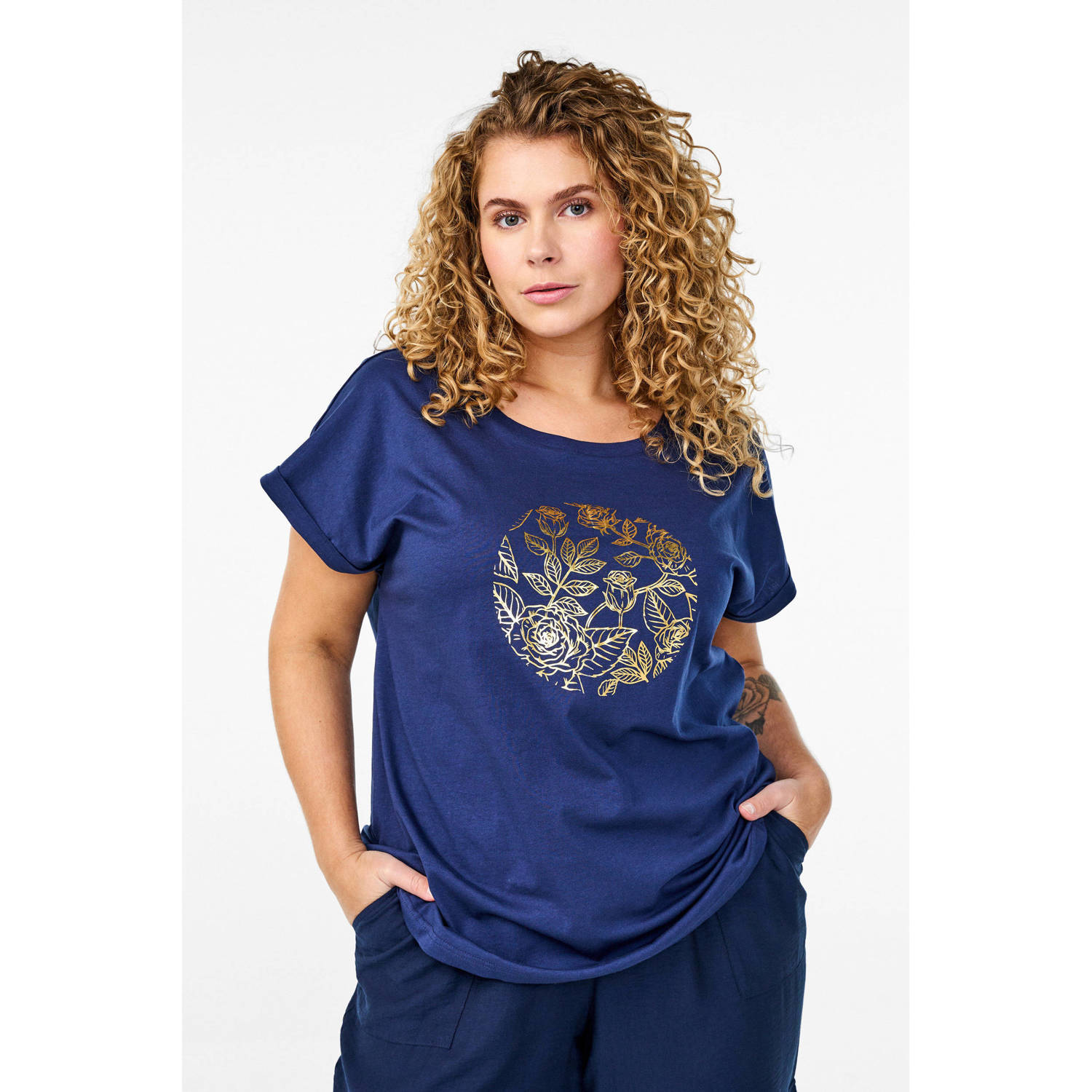 Zizzi T-shirt donkerblauw