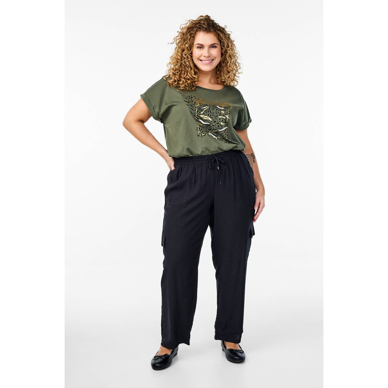 Zizzi T-shirt kaki