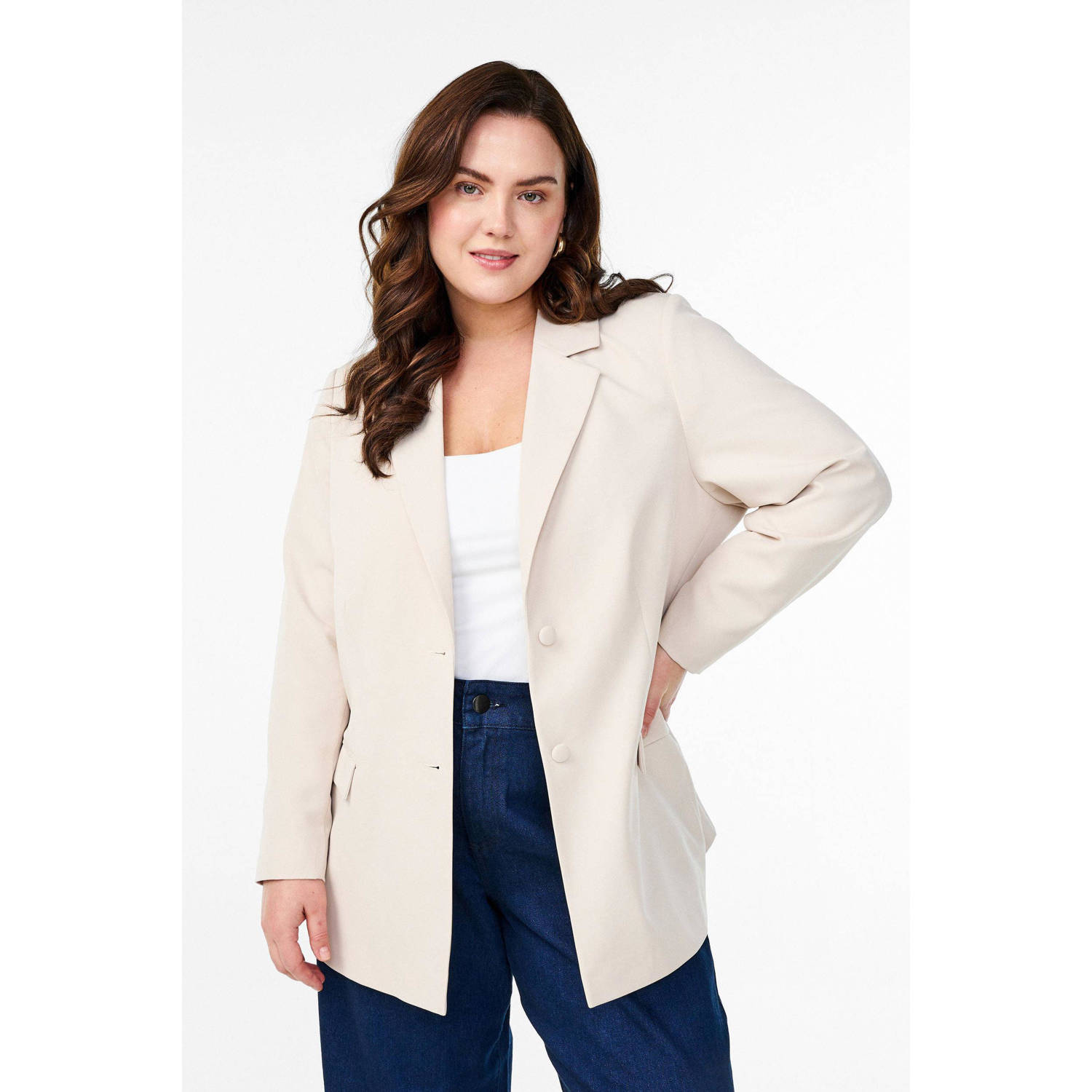 Zizzi regular blazer ecru