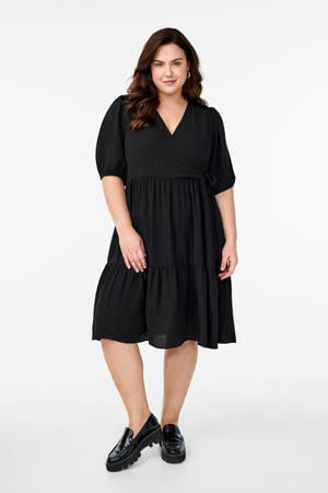 wikkel-/overslagjurk zwart