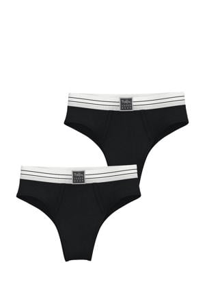 high waist slip (set van 2) zwart