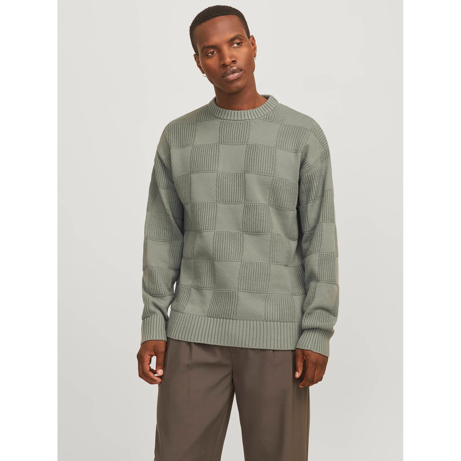 JACK & JONES PREMIUM trui fijn gebreid groen