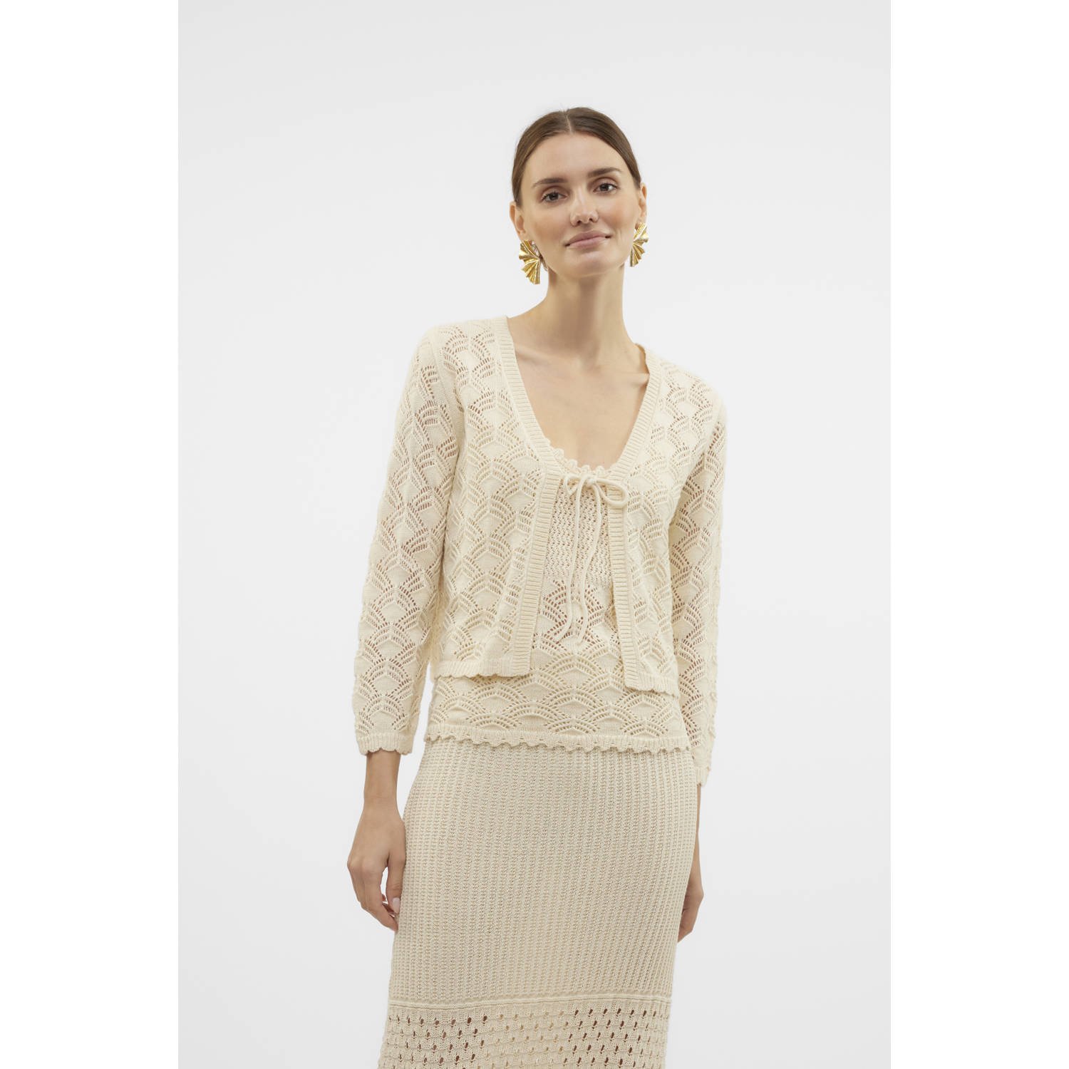 VERO MODA crochet vest ecru