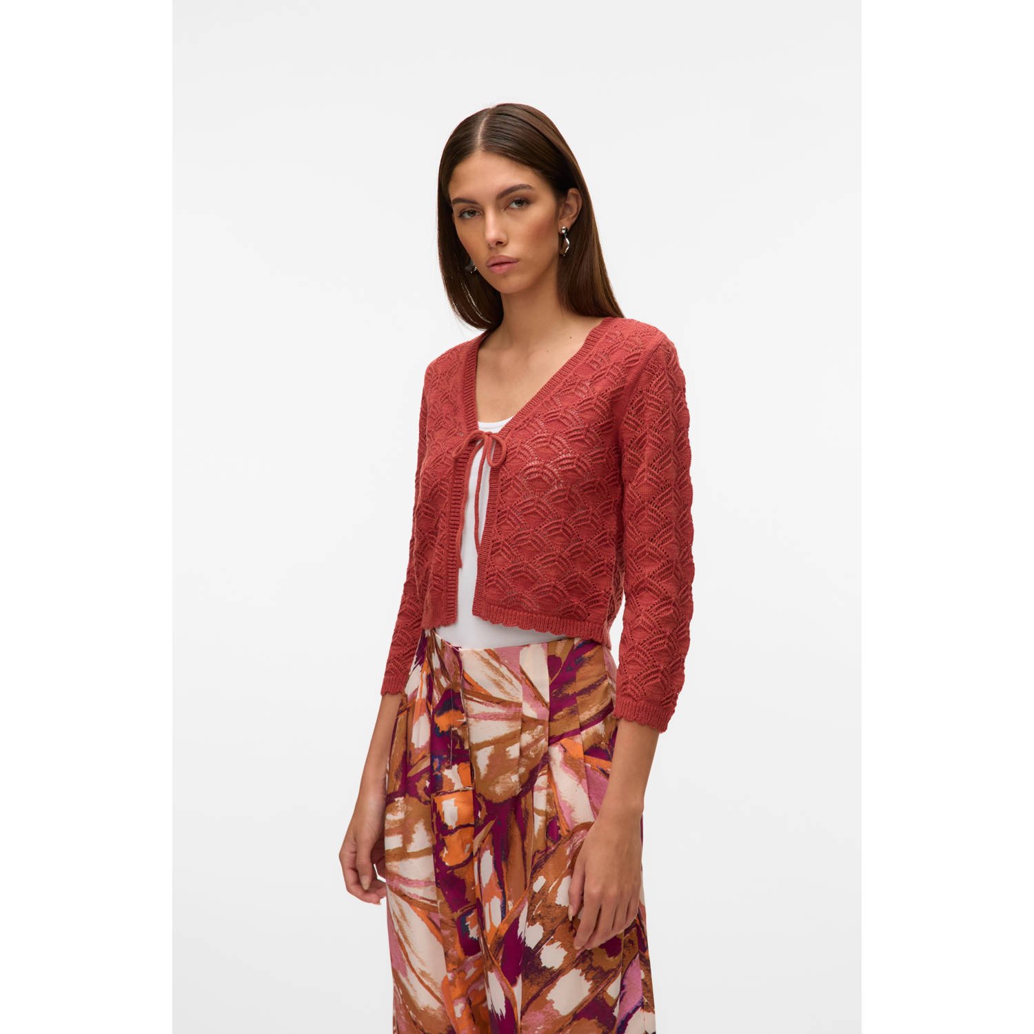 VERO MODA crochet vest roodbruin