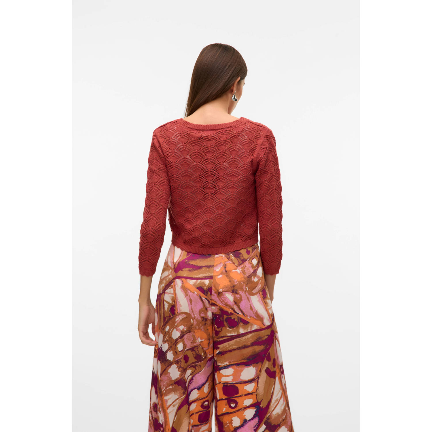 VERO MODA crochet vest roodbruin