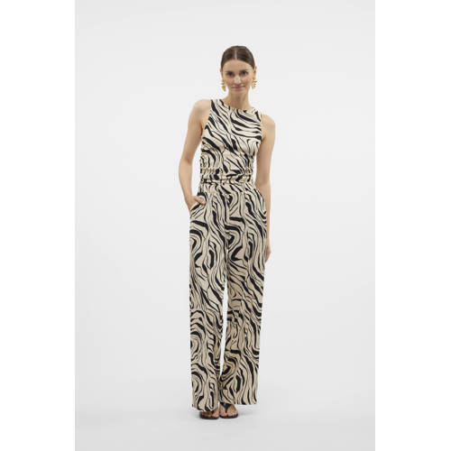 VERO MODA loose high waist broek beige afbeelding