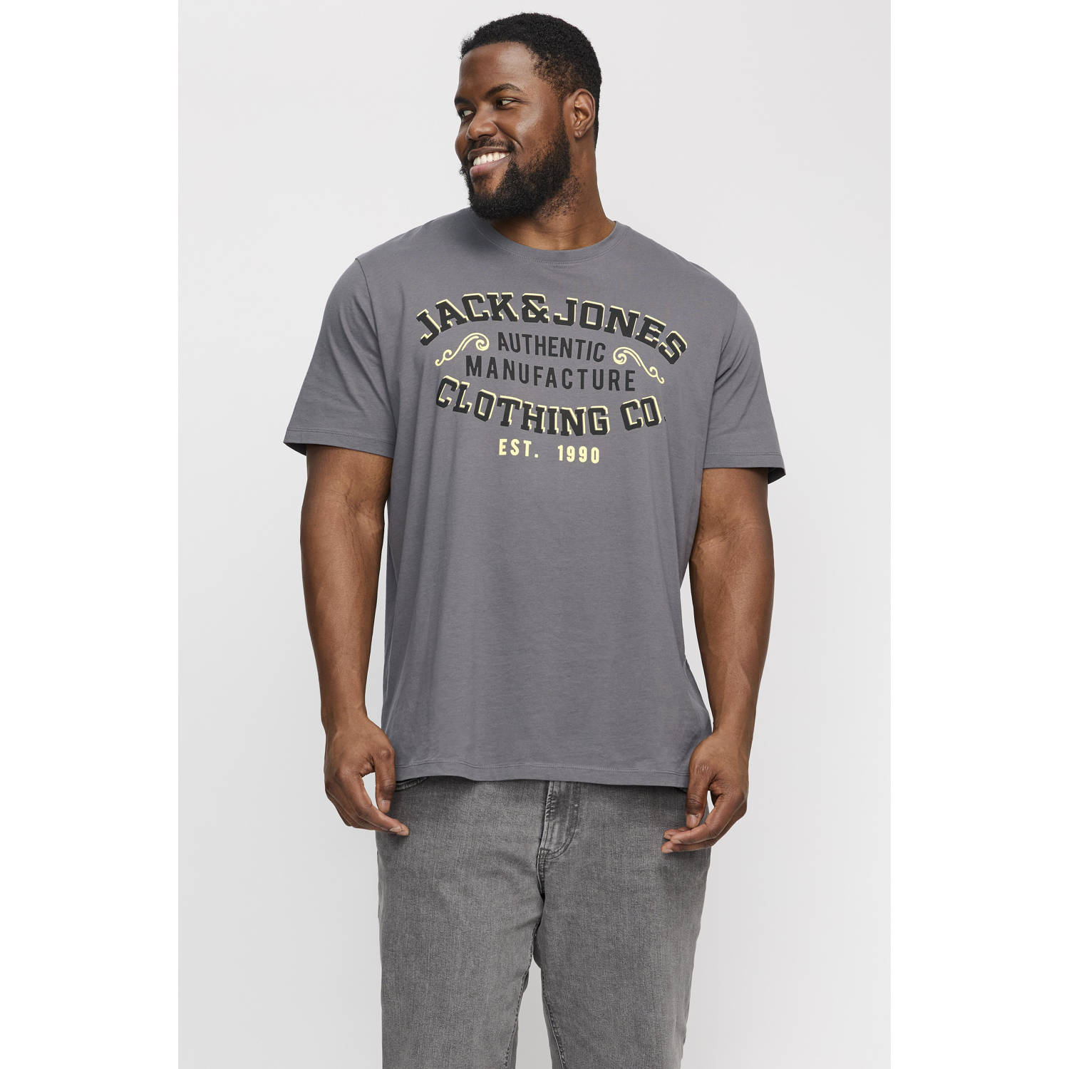 JACK & JONES PLUS SIZE T-shirt grijs