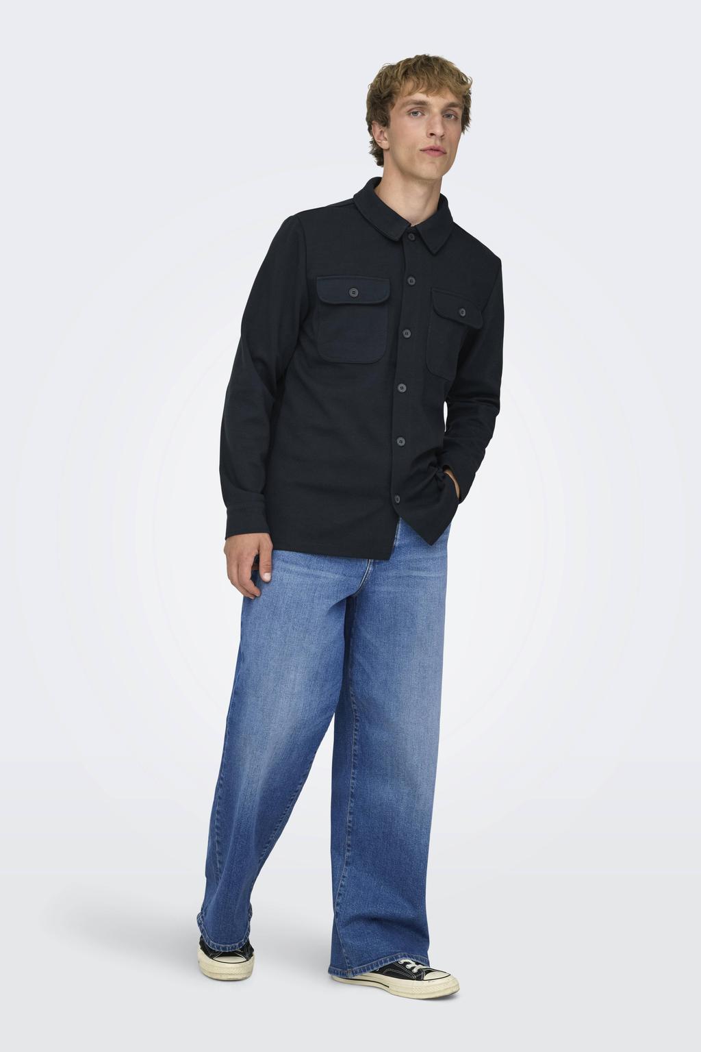 ONLY & SONS regular overshirt donkerblauw