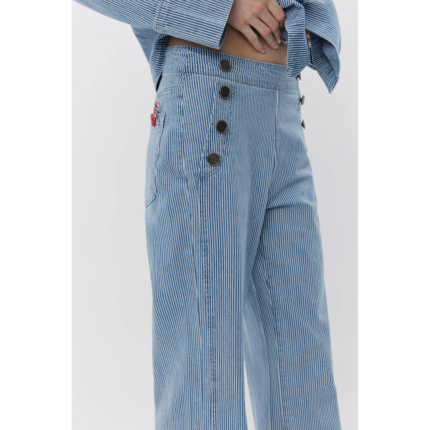 Sofie Schnoor straight high waist broek blauw