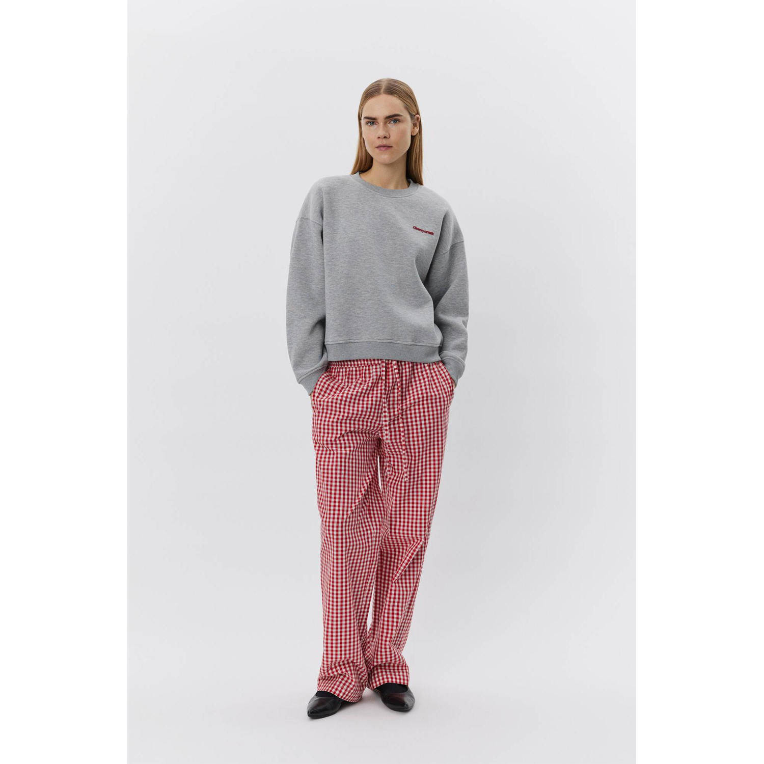 Sofie Schnoor Geborduurde Elisw Sweatshirt Grijs Melange Gray Dames