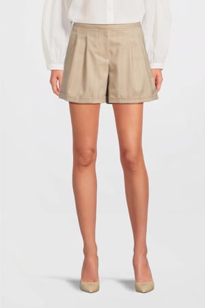 straight high waist casual short beige