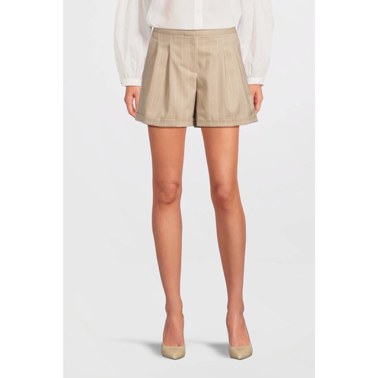 BOSS straight high waist casual shorts beige