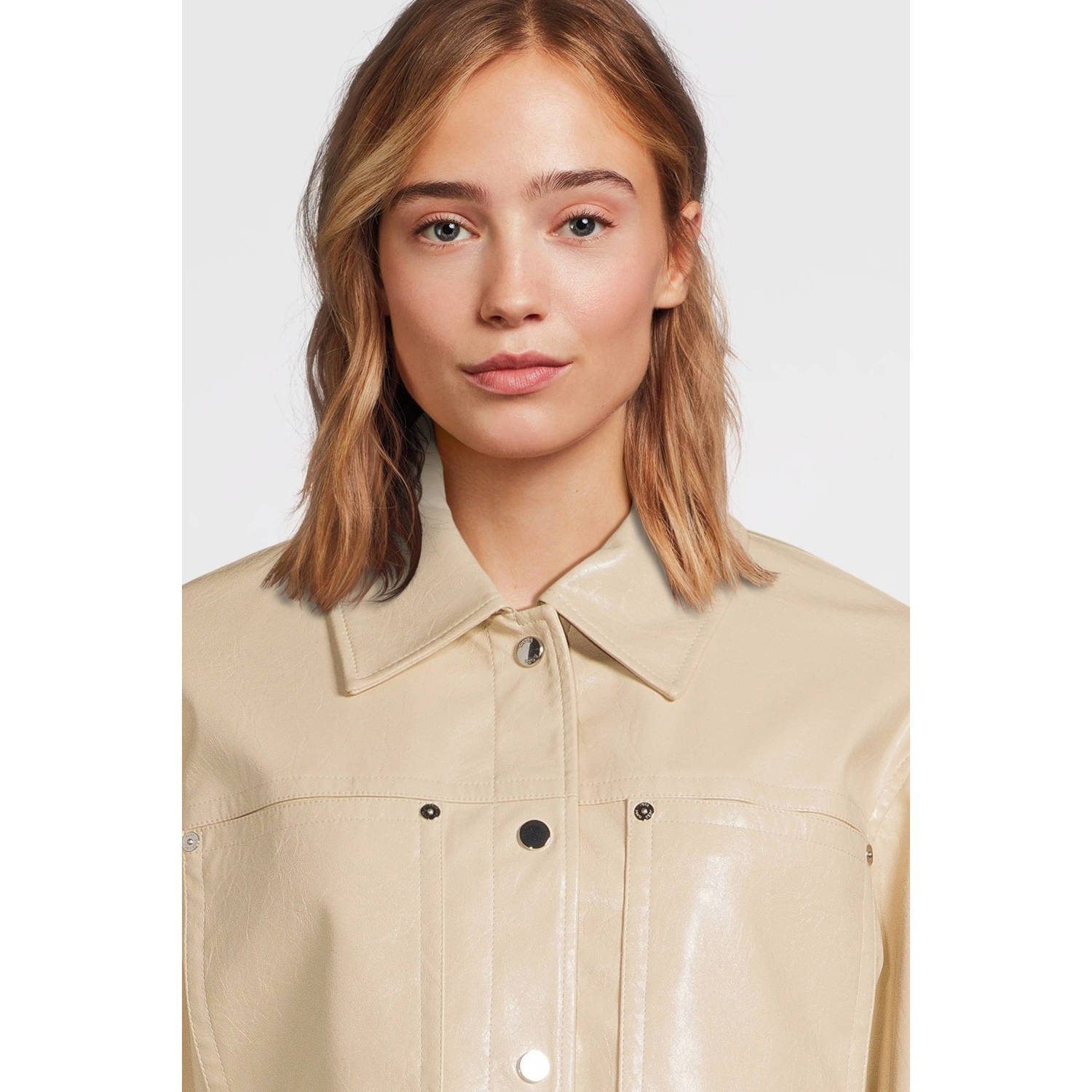 BOSS imitatieleren jas beige